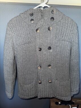 Boys Zara Knit Peacoat Jacket - Gray